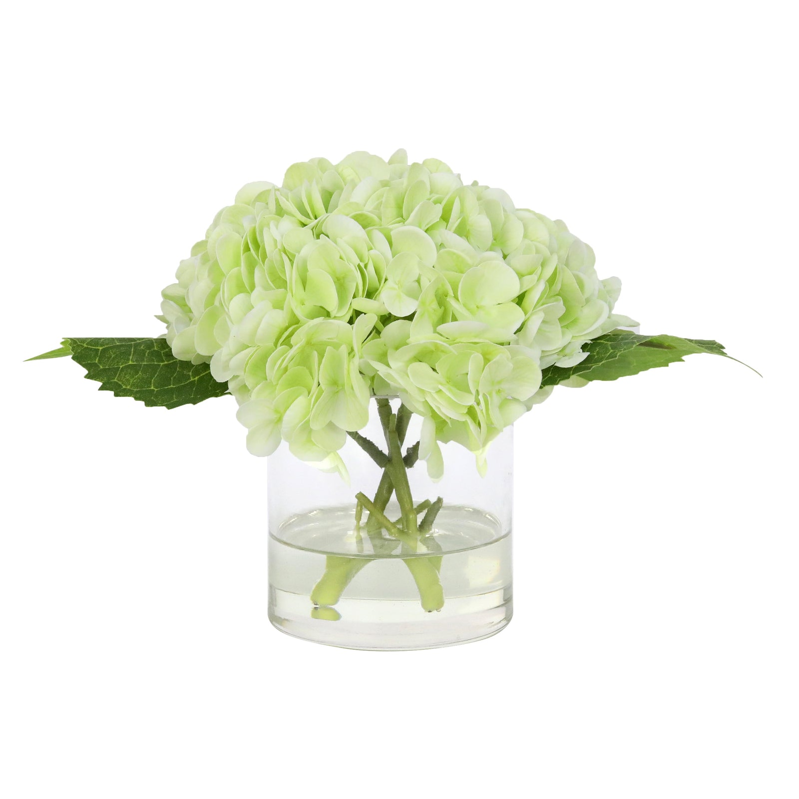 Light Green Artificial Hydrangea Arrangement in Cylindrical Vase - Small IHR-HYD010-LG-S