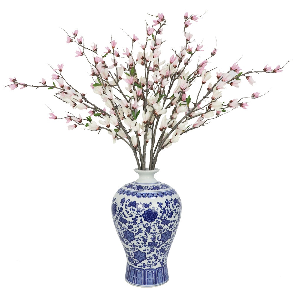Light Pink Artificial Magnolia Arrangement in Porcelain Vase IHR-MGN121-LP