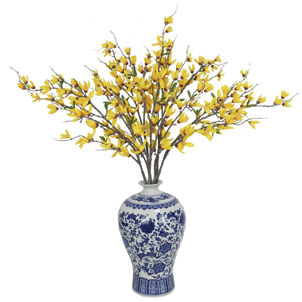 Yellow Artificial Magnolia Arrangement in Porcelain Vase IHR-MGN121-YL