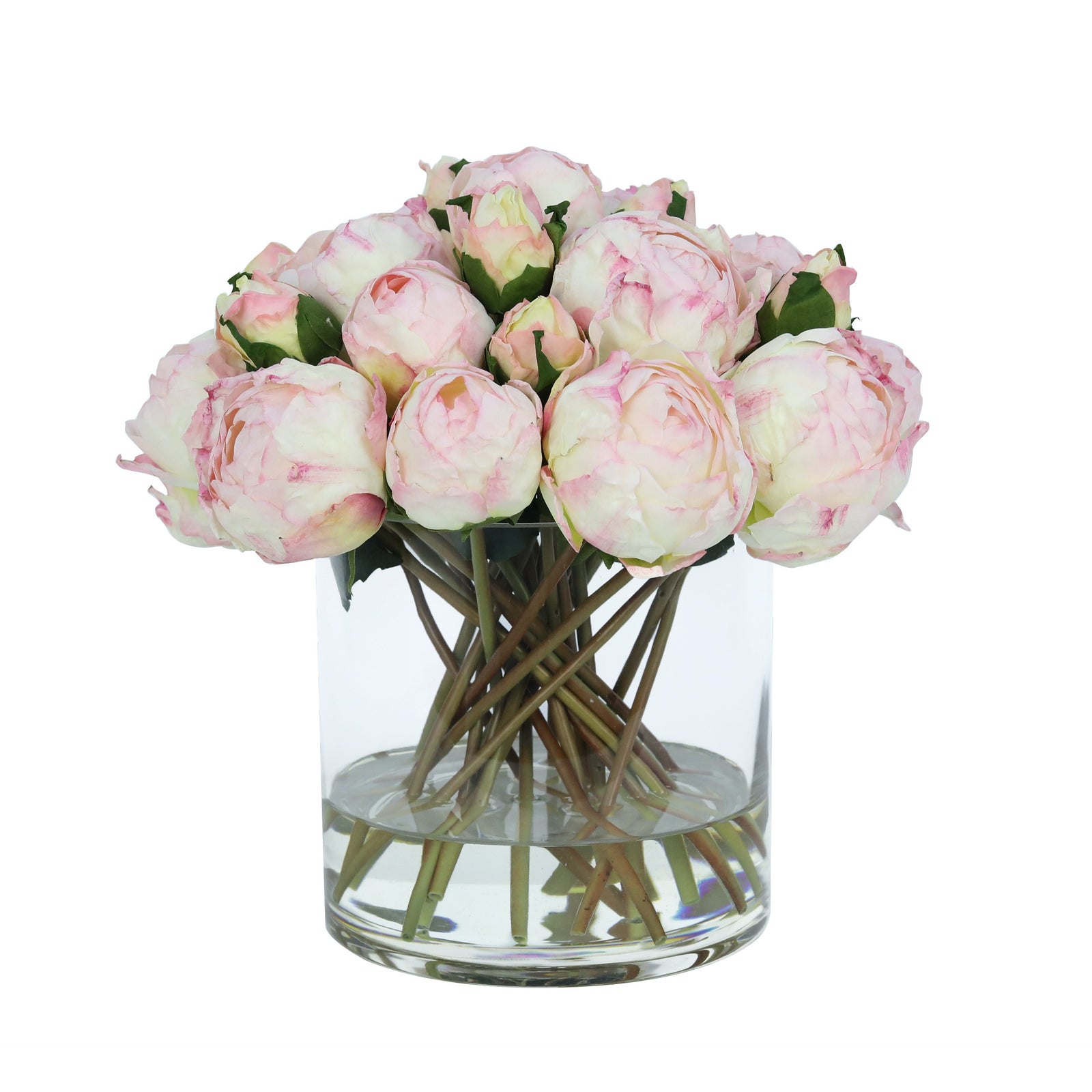 Pink Artificial Peony Arrangement in Cylindrical Vase - Large IHR-PEO105-PK-L