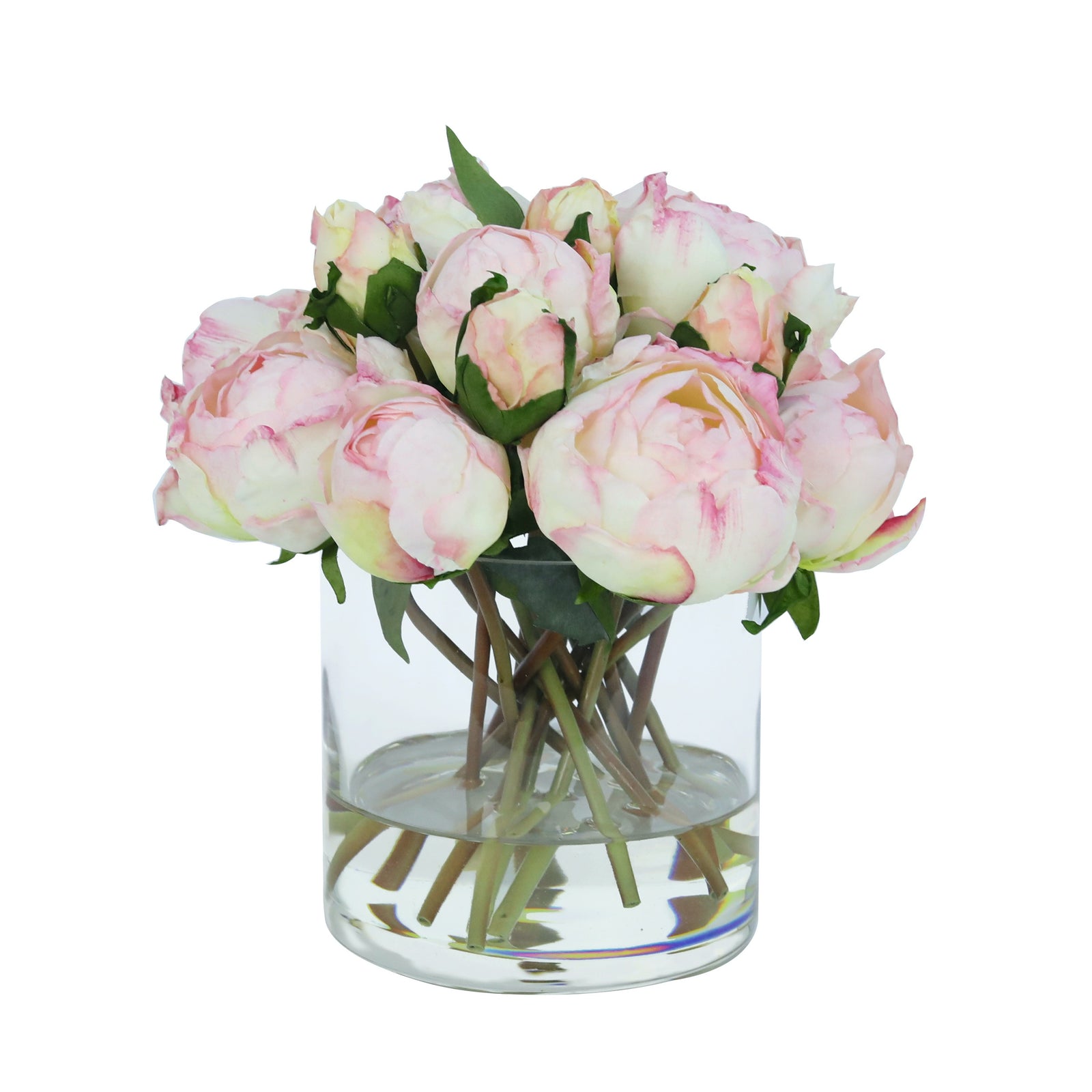 Pink Artificial Peony Arrangement in Cylindrical Vase - Medium IHR-PEO105-PK-M