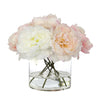 White, Light Champagne & Deep Champagne Artificial Peony Arrangement in Cylindrical Vase IHR-PEO107-MXC