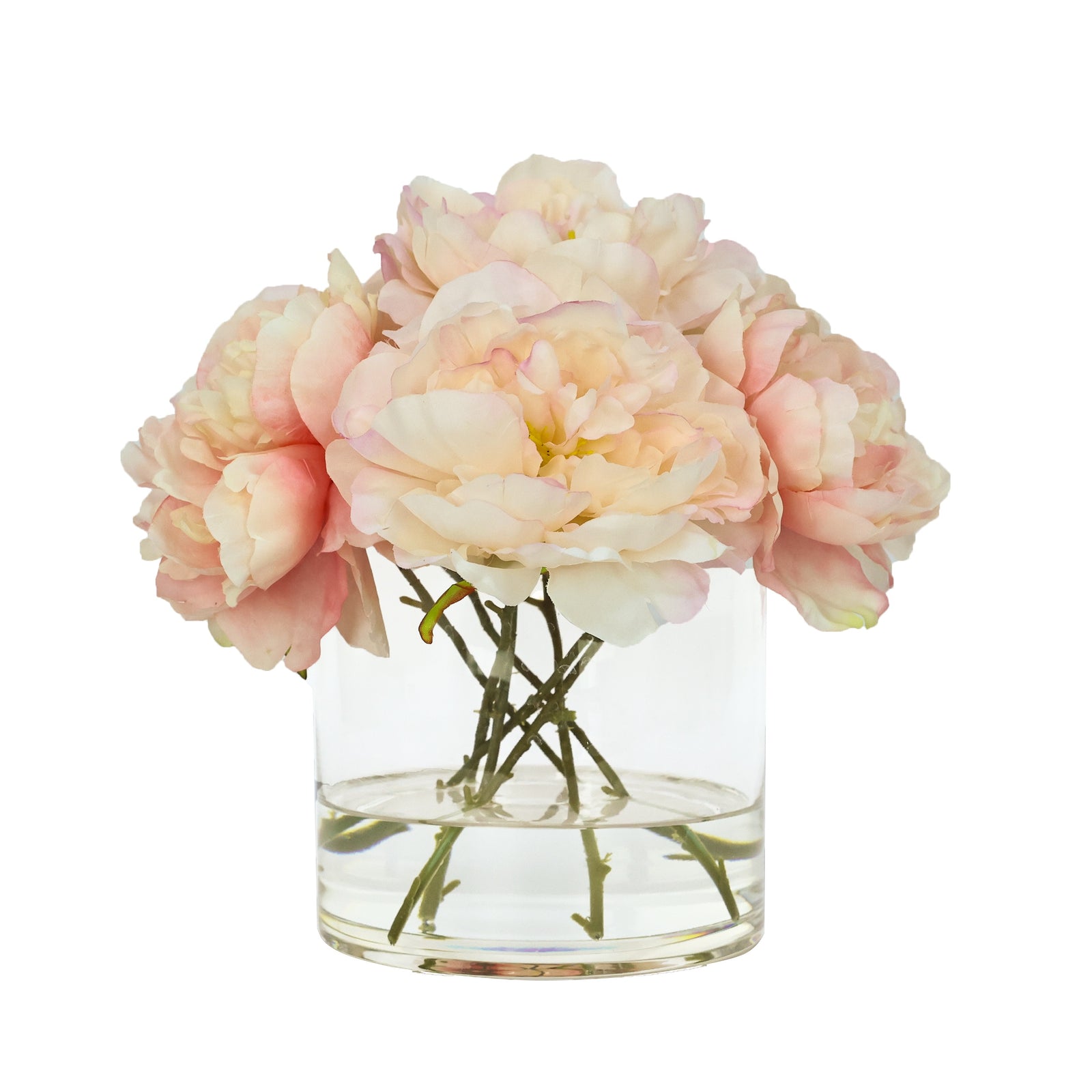 Light Champagne & Deep Champagne Artificial Peony Arrangement in Cylindrical Vase IHR-PEO108-MXC