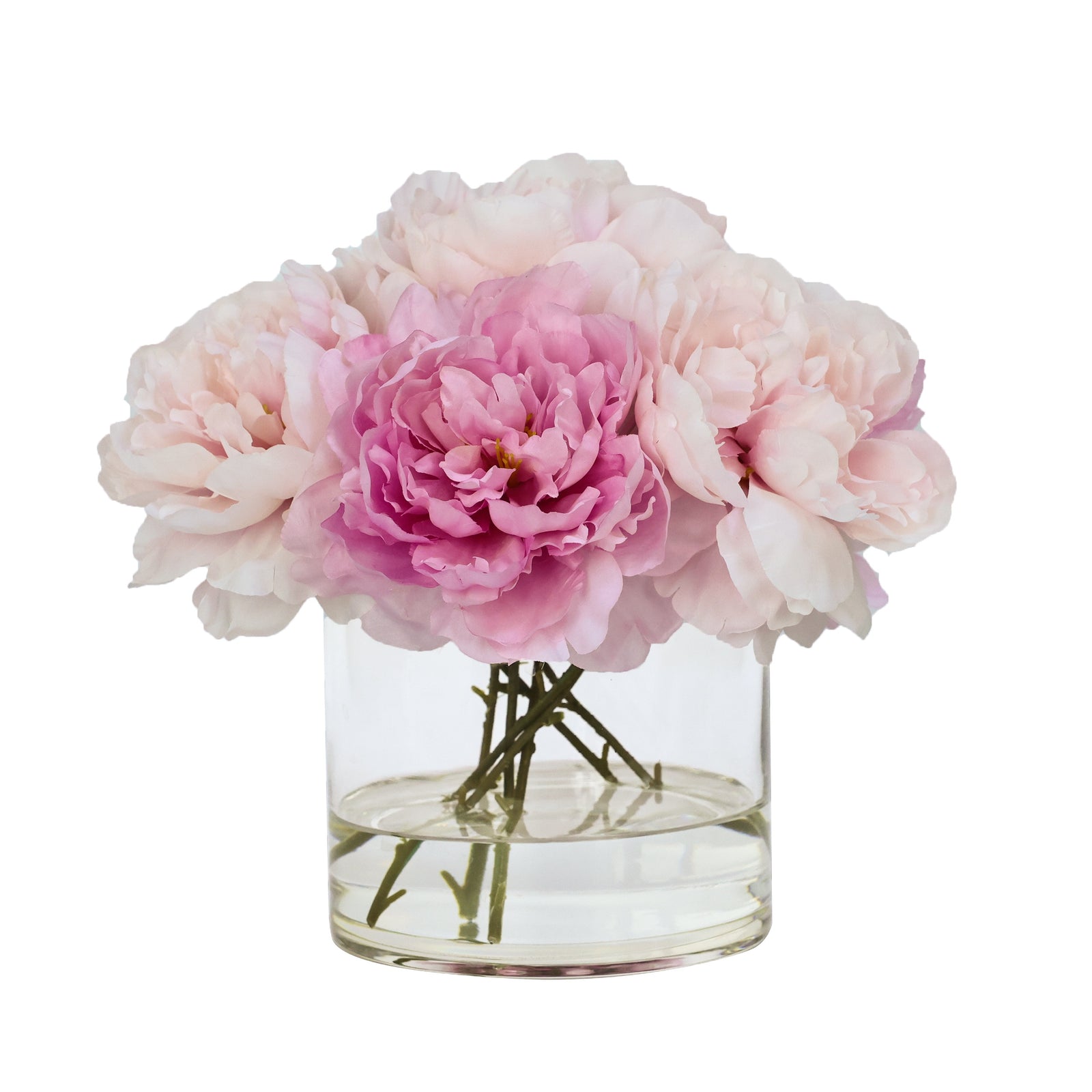 Light Pink & Deep Pink Artificial Peony Arrangement in Cylindrical Vase IHR-PEO108-MXPK