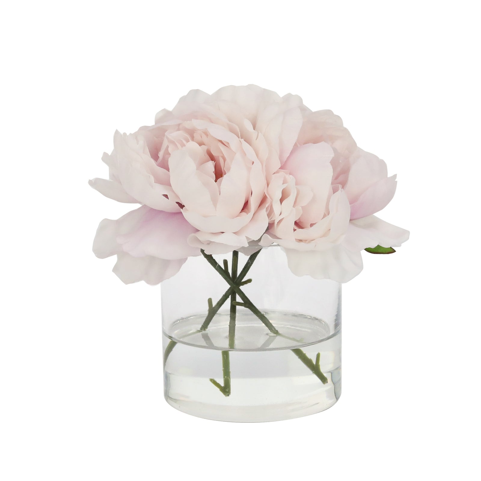 Light Pink Artificial Peony Arrangement in Cylindrical Vase - Small IHR-PEO109-LP-S