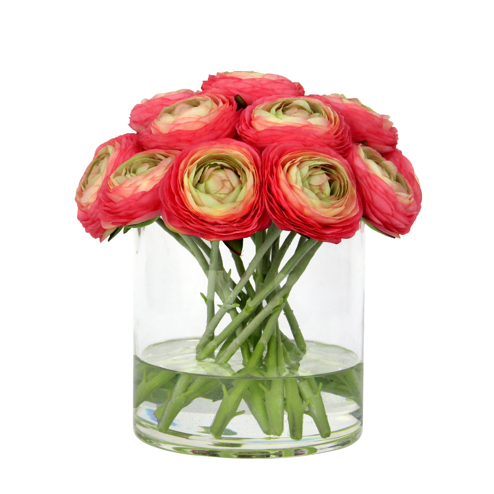 Pink Rose Artificial Ranunculus Arrangement in Cylindrical Vase IHR-RNC110-PK
