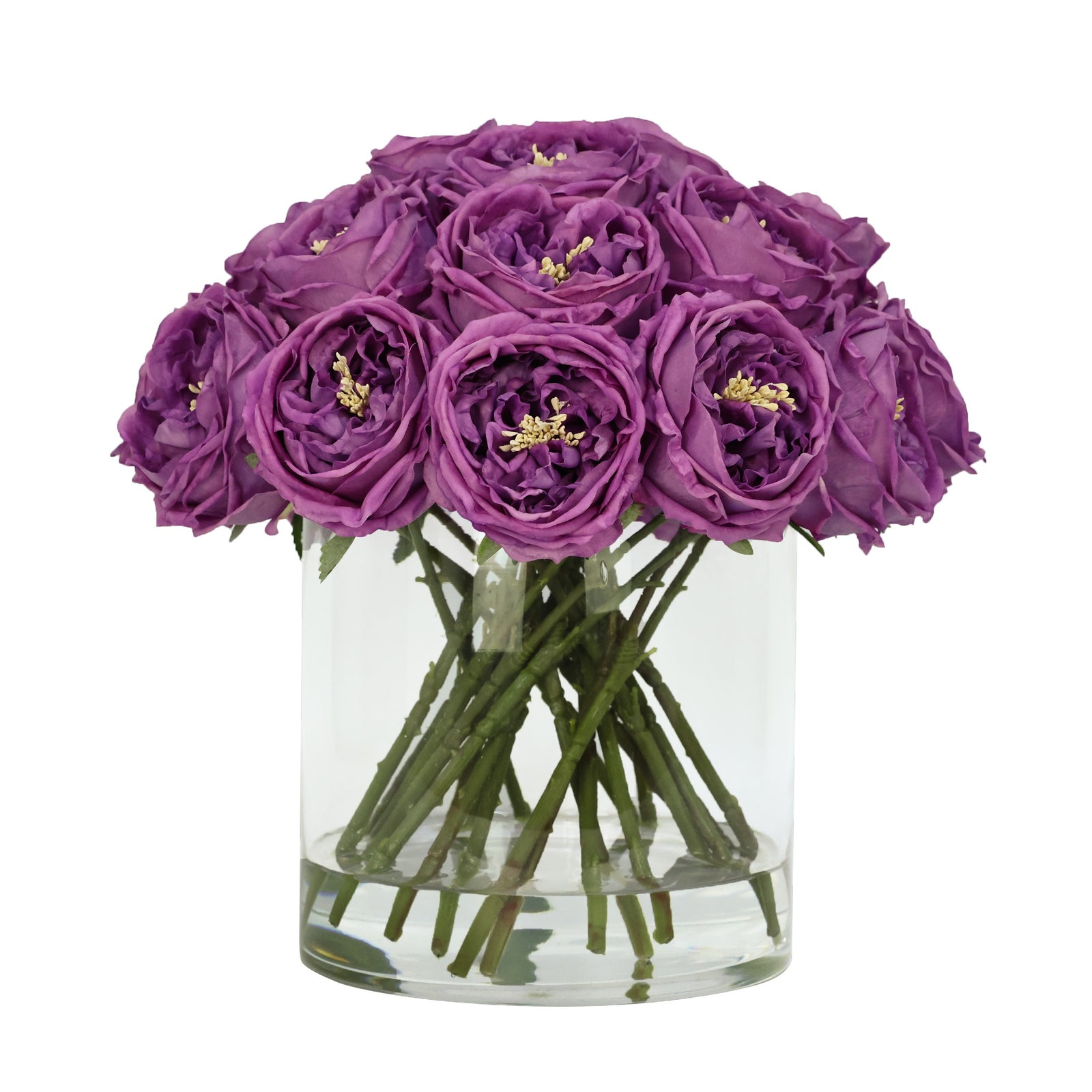 Dark Purple Artificial Rose Arrangement in Cylindrical Vase - Xlarge IHR-RS040-DPR-XL