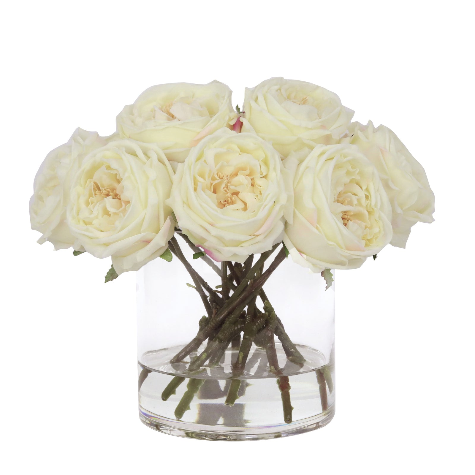 Light Champagne Artificial Rose Arrangement in Cylindrical Vase - Large IHR-RS040-LC-L