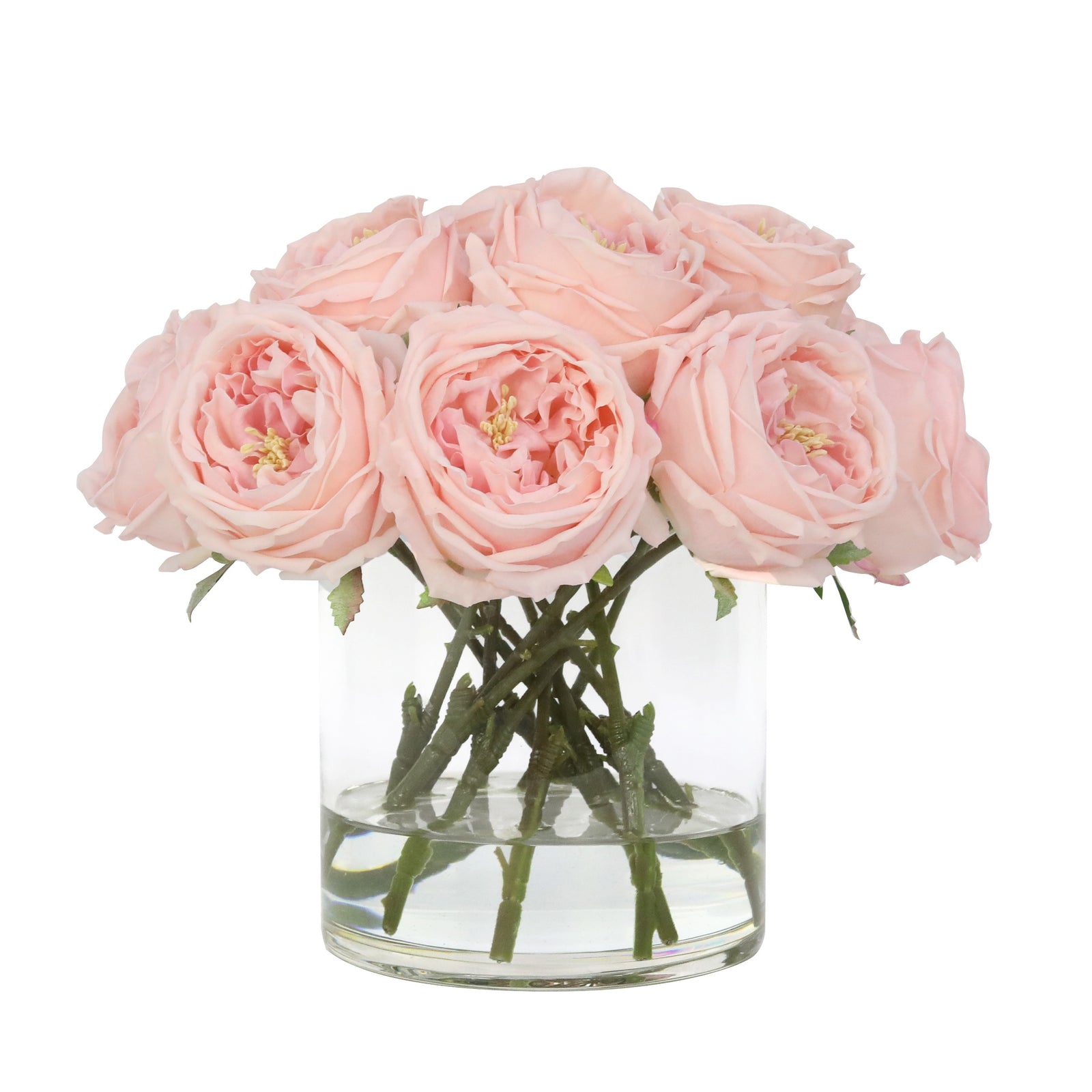 Light Pink Artificial Rose Arrangement in Cylindrical Vase - Large IHR-RS040-LP-L