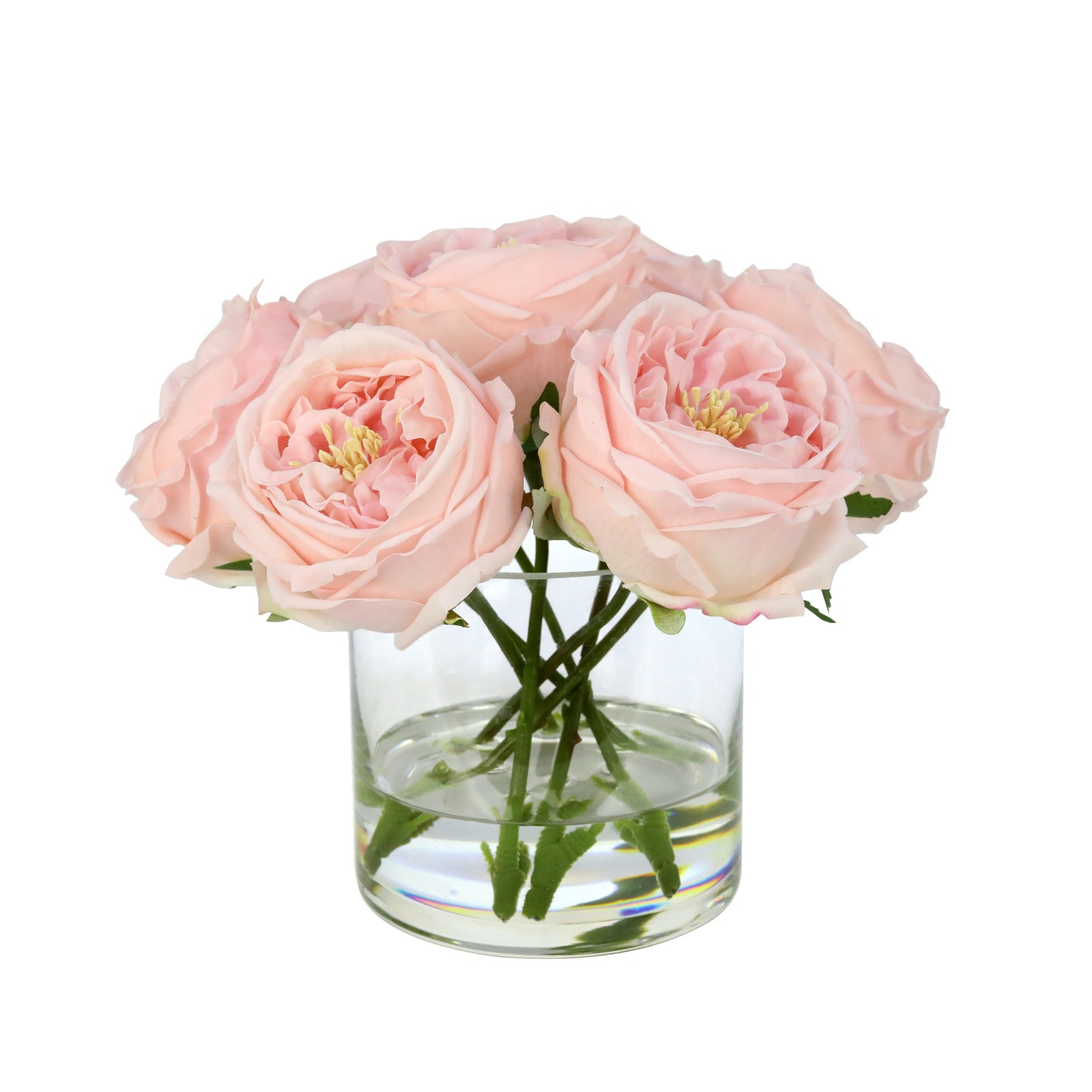 Light Pink Artificial Rose Arrangement in Cylindrical Vase - Medium IHR-RS040-LP-M