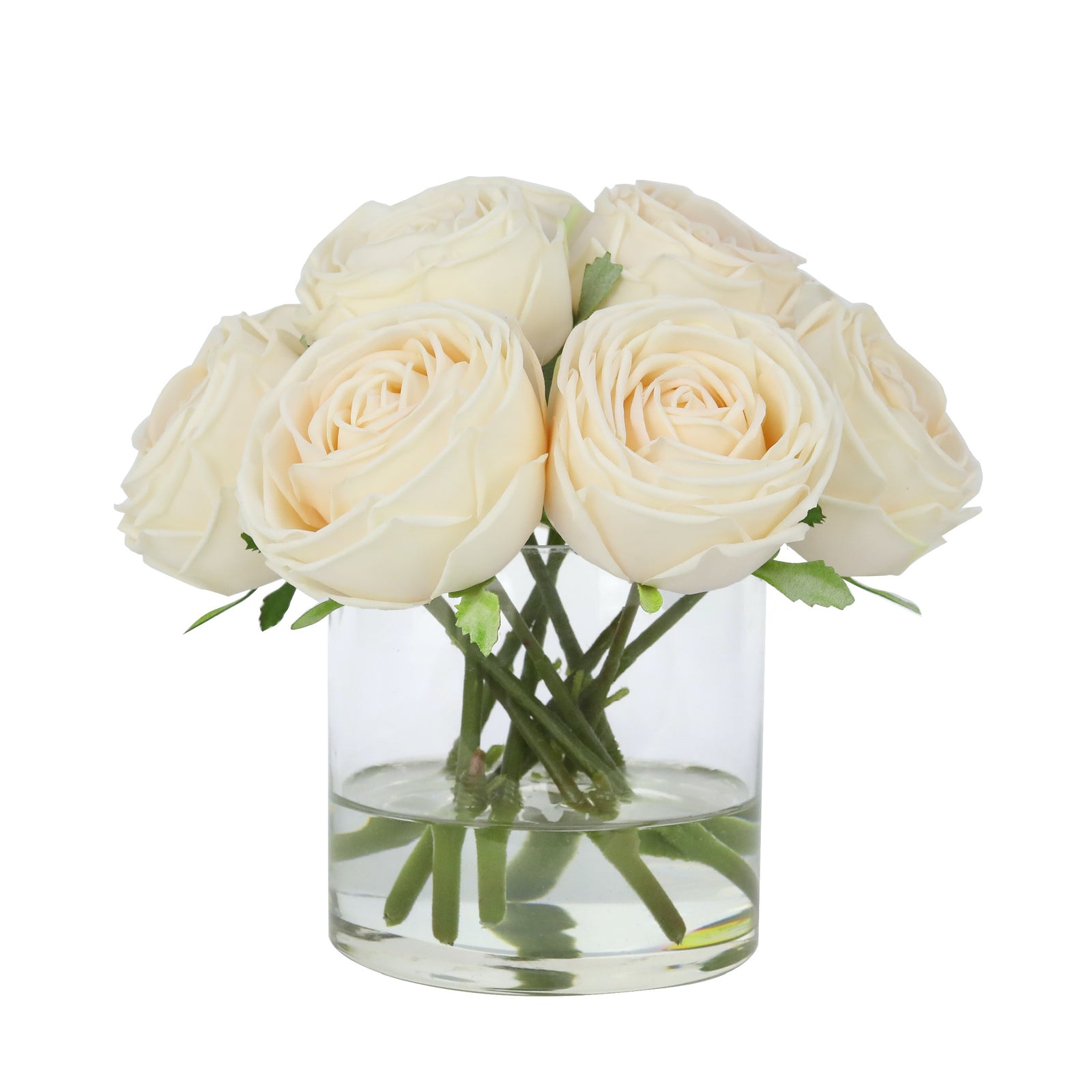 Champagne Artificial Rose Arrangement in Cylindrical Vase - Medium IHR-RS060-CH-M