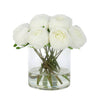 White Artificial Rose Arrangement in Cylindrical Vase - Large IHR-RS060-W-L