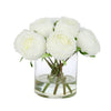 White Artificial Rose Arrangement in Cylindrical Vase - Medium IHR-RS060-W-M