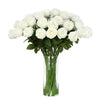 White Artificial Rose Arrangement in Cylindrical Vase - Tall IHR-RS080-W