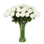 White Artificial Rose Arrangement in Cylindrical Vase - Tall IHR-RS080-W زهور