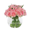 Light Pink Artificial Rose Arrangement in Glass Globe Vase - Small IHR-RS084-LP-S