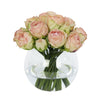 Light Pink Artificial Rose Arrangement in Glass Globe Vase - Small IHR-RS085-PK-S