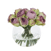 Purple Artificial Rose Arrangement in Glass Globe Vase - Small IHR-RS085-PR-S