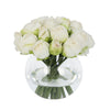 White Artificial Rose Arrangement in Glass Globe Vase -Small IHR-RS085-W-S