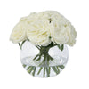 White Artificial Austin Rose Arrangement in Glass Globe Vase - Medium IHR-RS086-W-M
