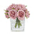 Dusty Pink Artificial Austin Rose Arrangement in Glass Square Vase - Small IHR-RS088-PK-S