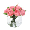 Dark Pink Artificial Rose Arrangement in Glass Globe Vase - Large IHR-RS090-DP-L