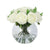 White Artificial Rose Arrangement in Glass Globe Vase - Large IHR-RS090-W-L