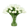 White Artificial Tulip Arrangement in Cylindrical Vase IHR-TU090-W