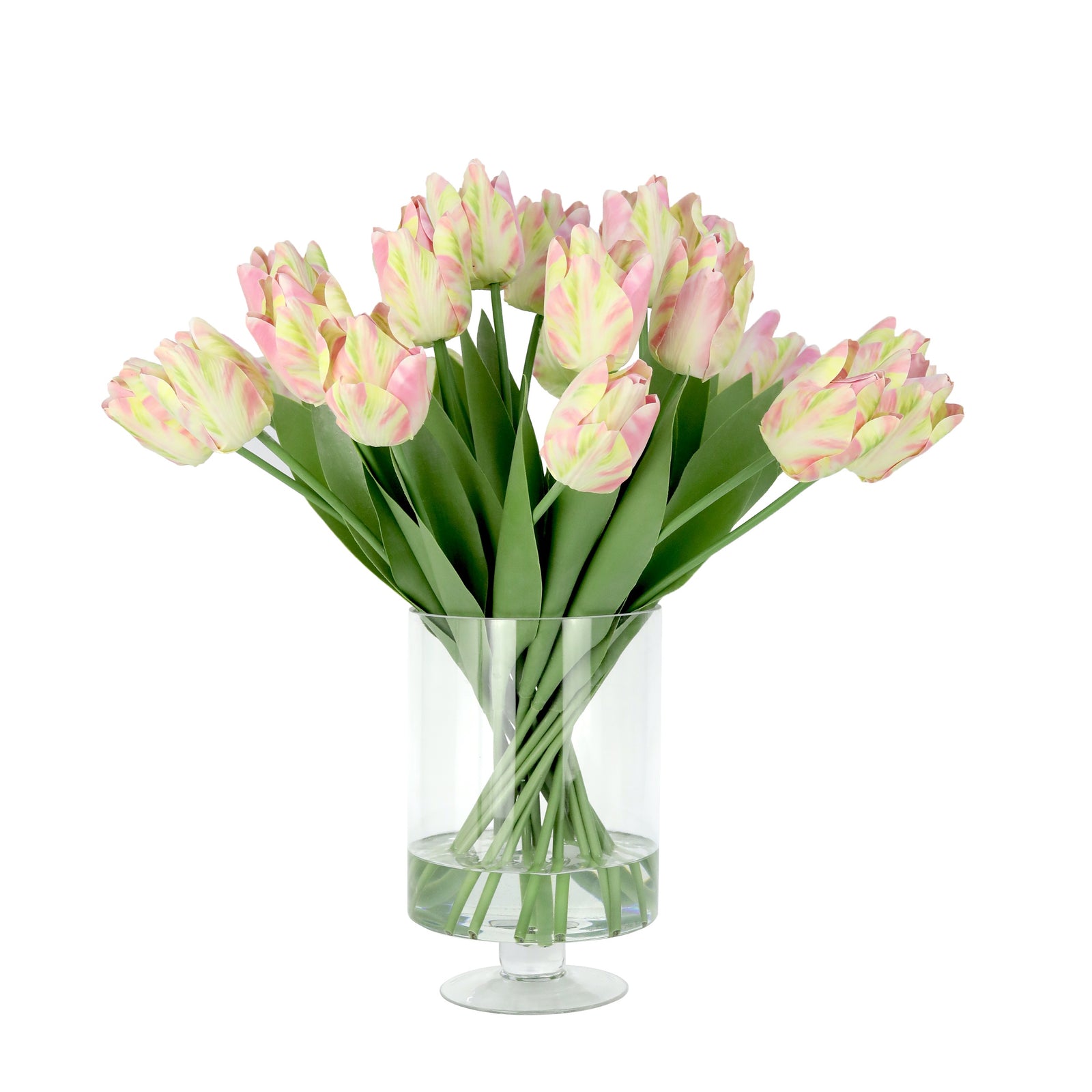 Light Pink Artificial Tulip Arrangement in Hurricane Vase IHR-TU101-LP