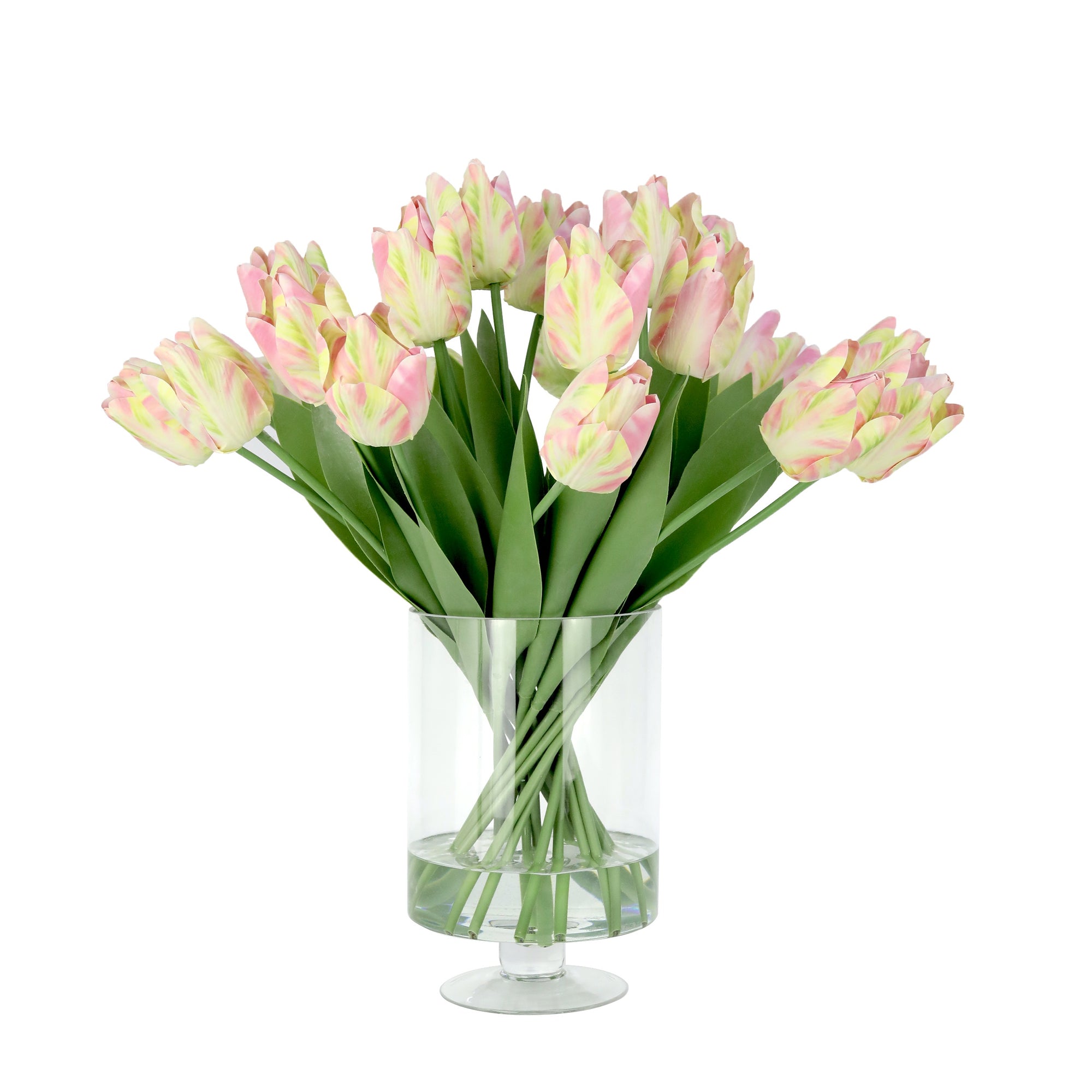 Light Pink Artificial Tulip Arrangement in Hurricane Vase IHR-TU101-LP زهور نباتة