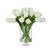 White Artificial Tulip Arrangement in Hurricane Vase IHR-TU101-W زهور