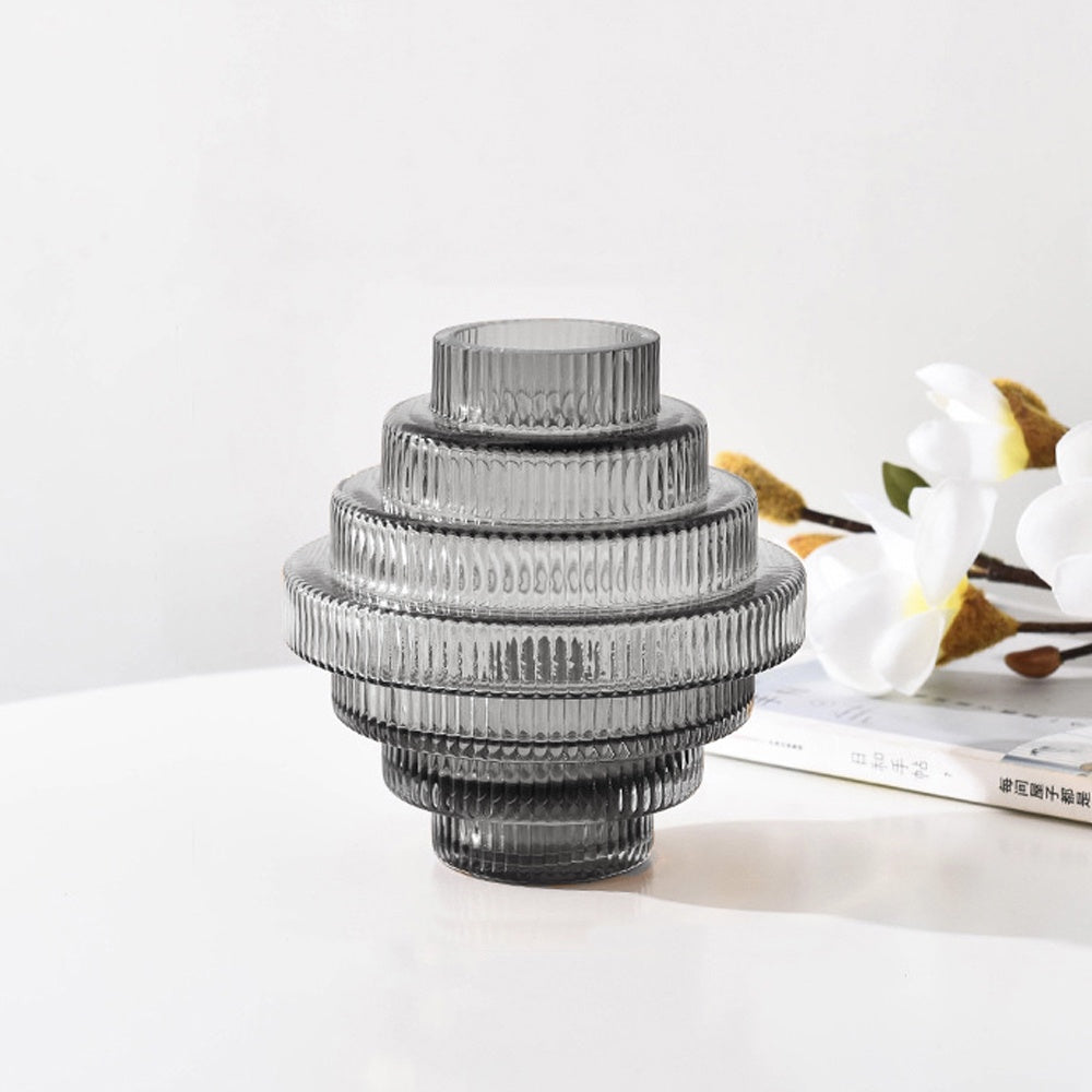 Smoke Glass Tiered Vase - Small JO-491