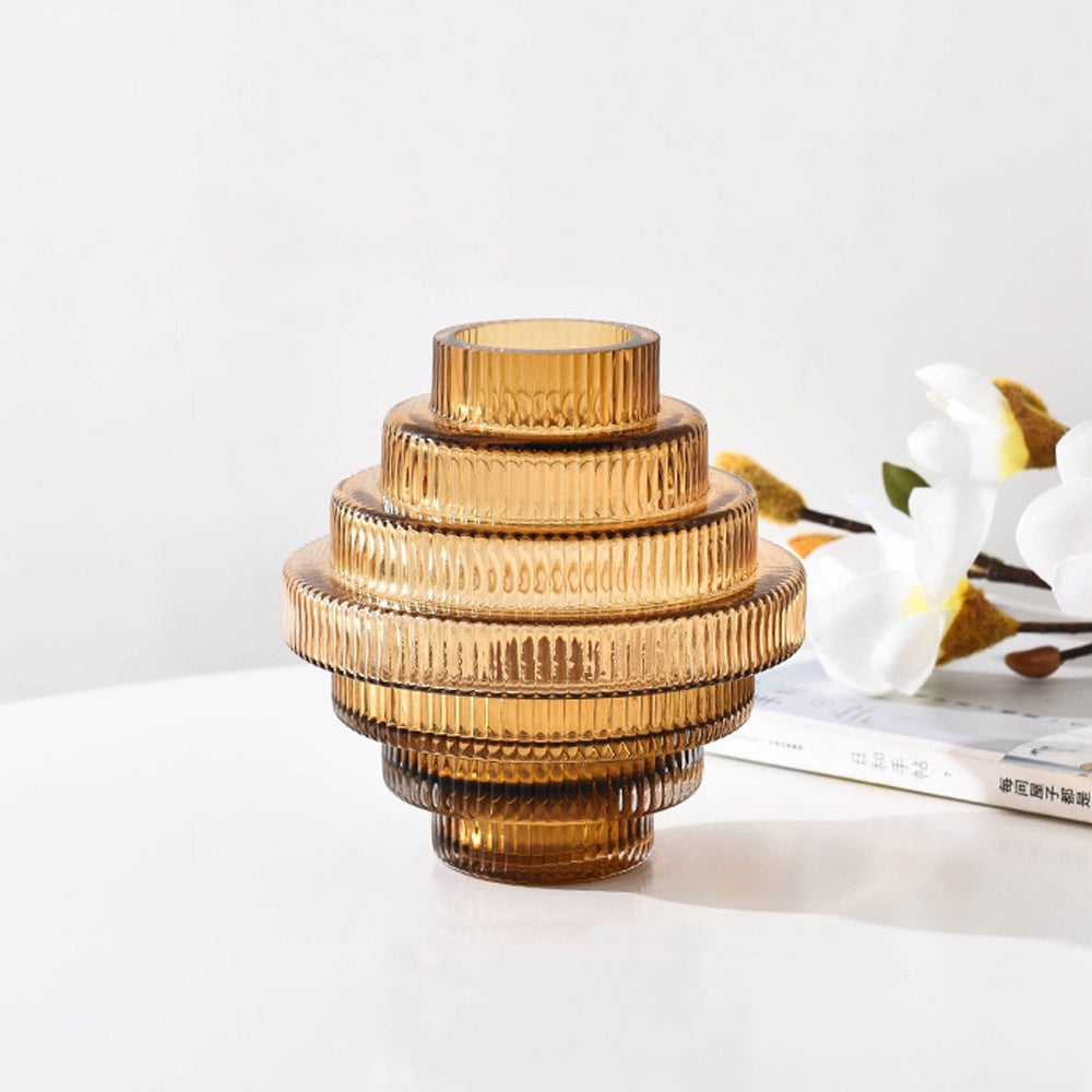 Amber Glass Tiered Vase - Small JO-496