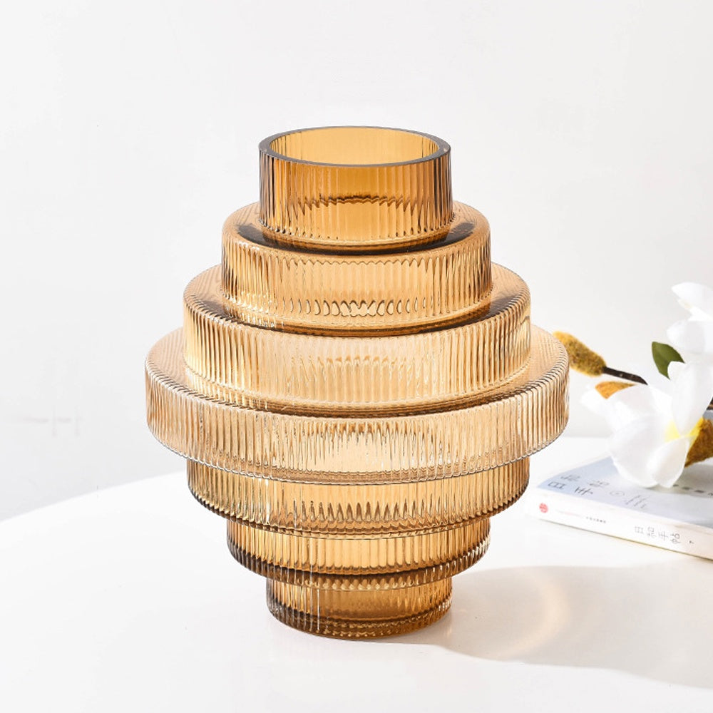 Amber Glass Tiered Vase - Large JO-498