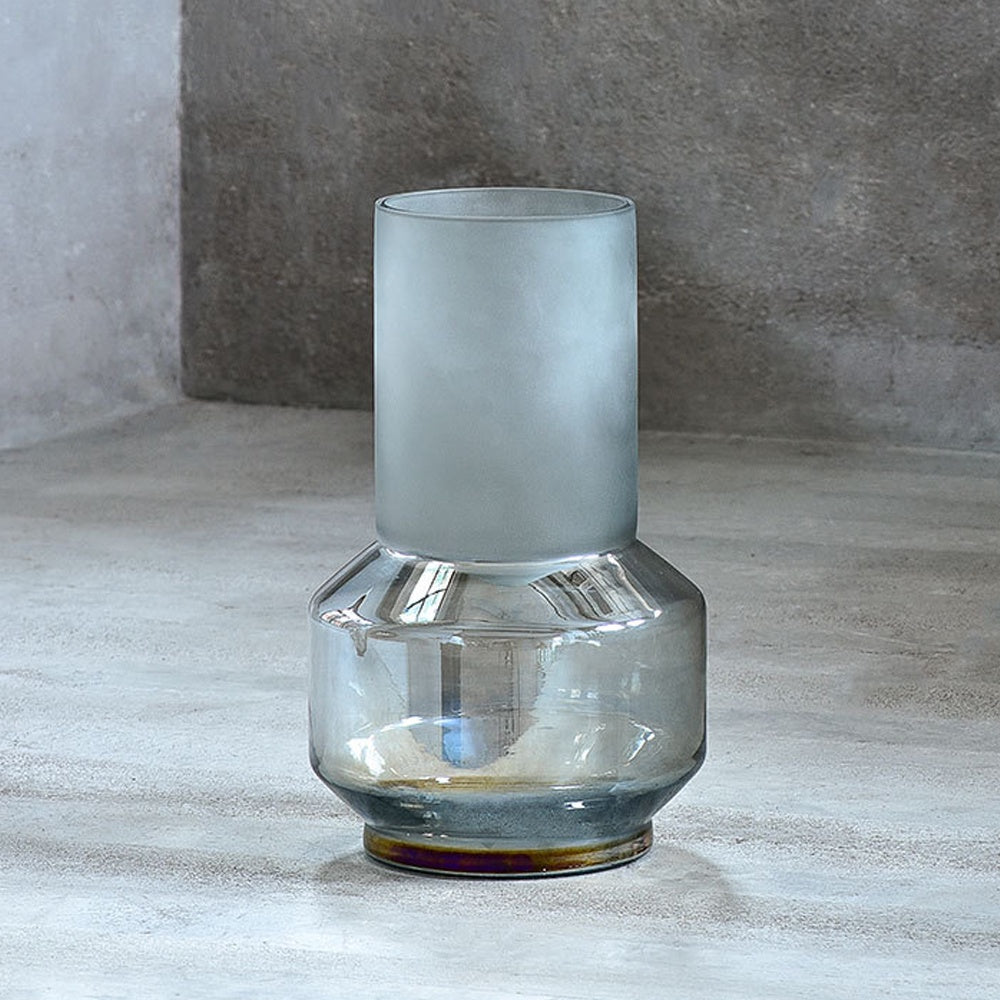 Smoked Glass Vase with Frosted Lip - B JR2016-4