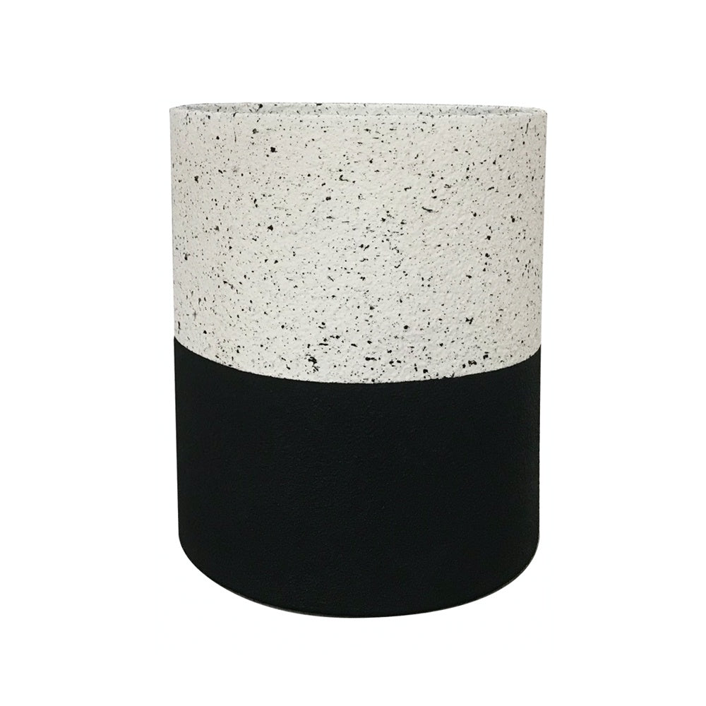Black & White Fiber Clay Cylindrical Planter with Texture - Large JY03118-L