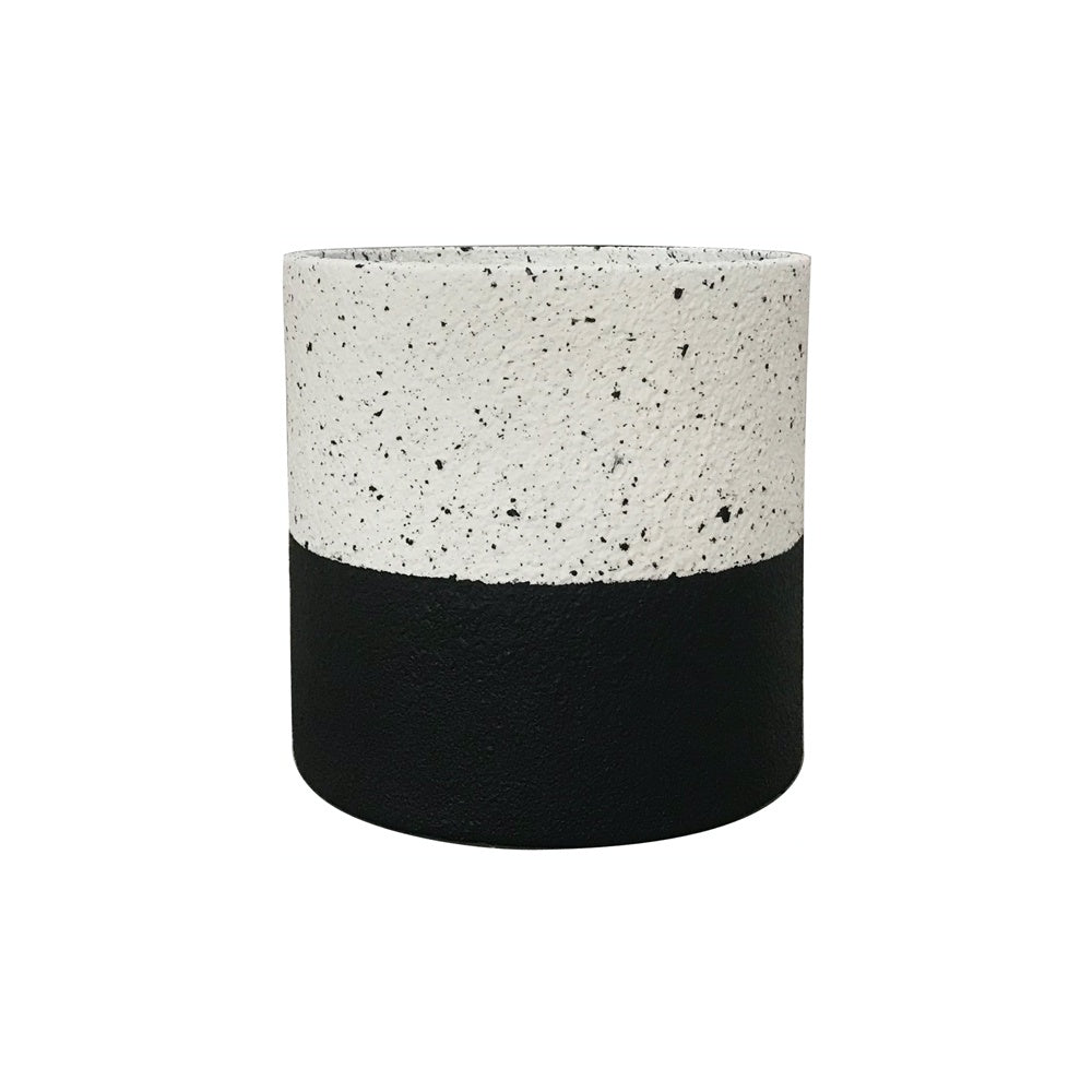 Black & White Fiber Clay Cylindrical Planter with Texture - Small JY03118-S