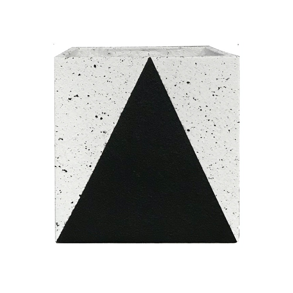 Black & White Fiber Clay Square Planter with Texture - Medium JY03119-M - On Sale