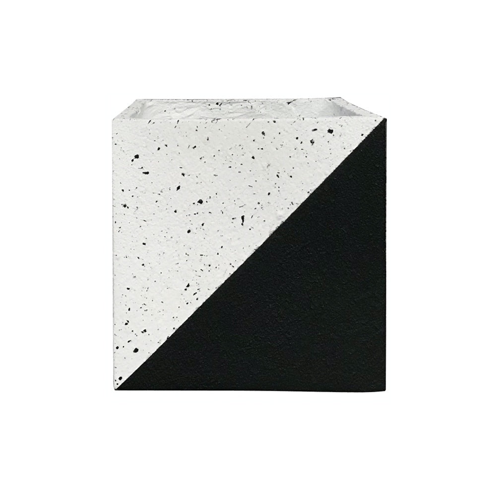 Black & White Fiber Clay Square Planter with Texture - Small JY03119-S - On Sale