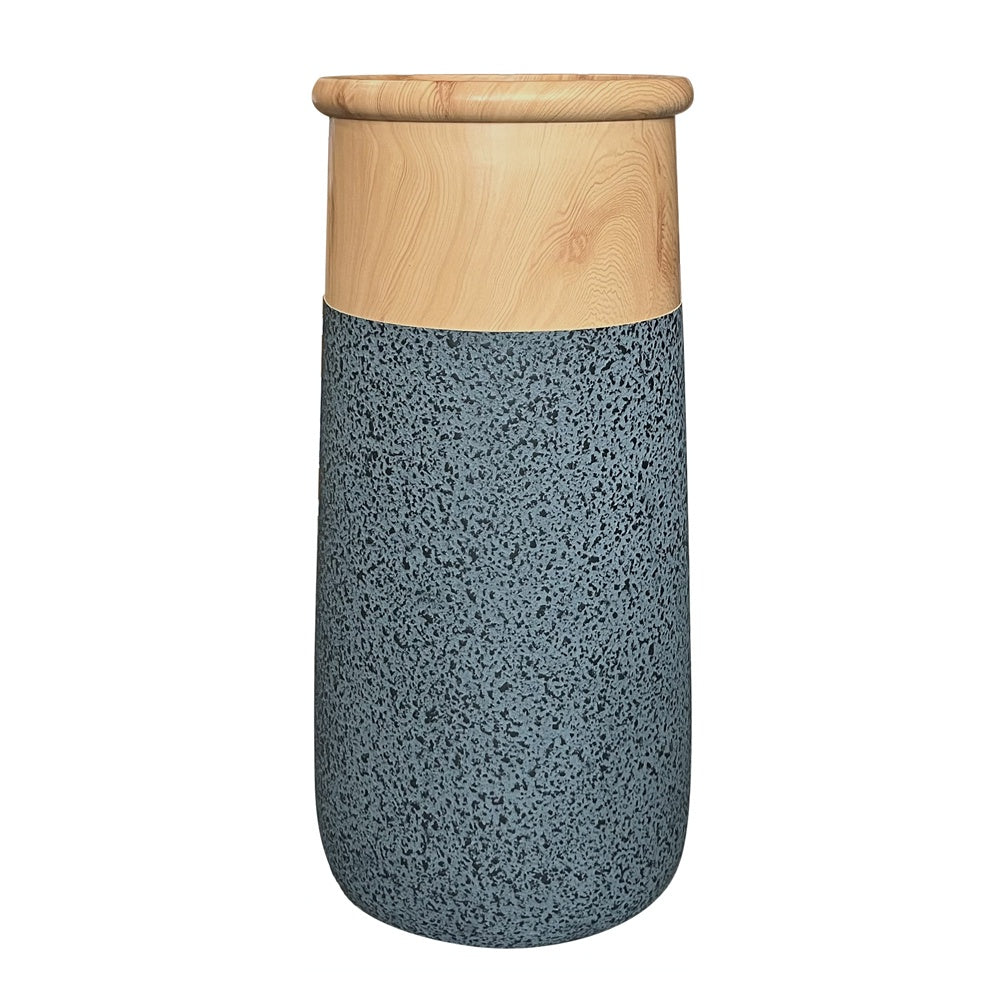 Dark Grey & Wood Finish Fiberglass Planter - Large JY03141-L-G - On Sale