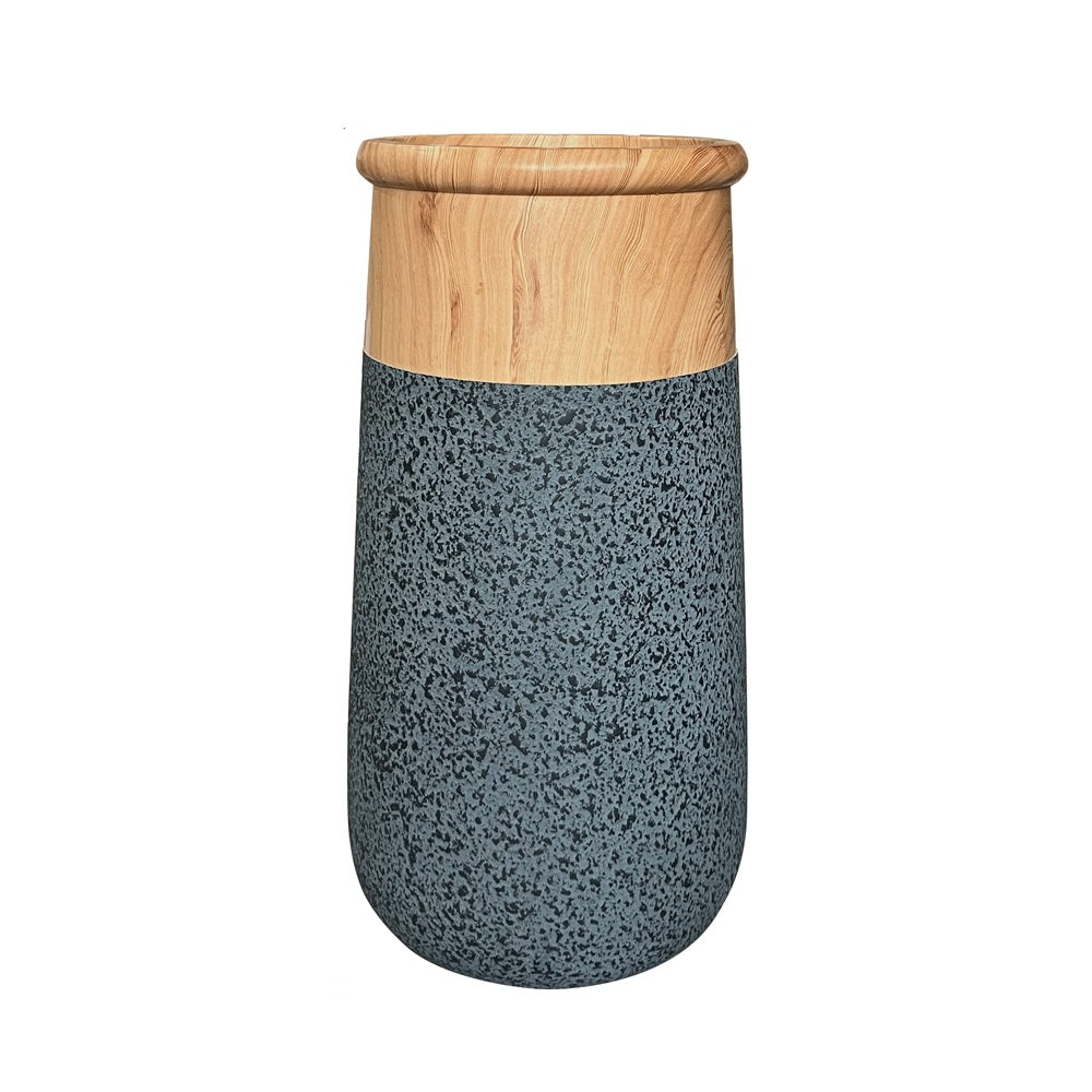 Dark Grey & Wood Finish Fiberglass Planter - Medium JY03141-M-G - On Sale