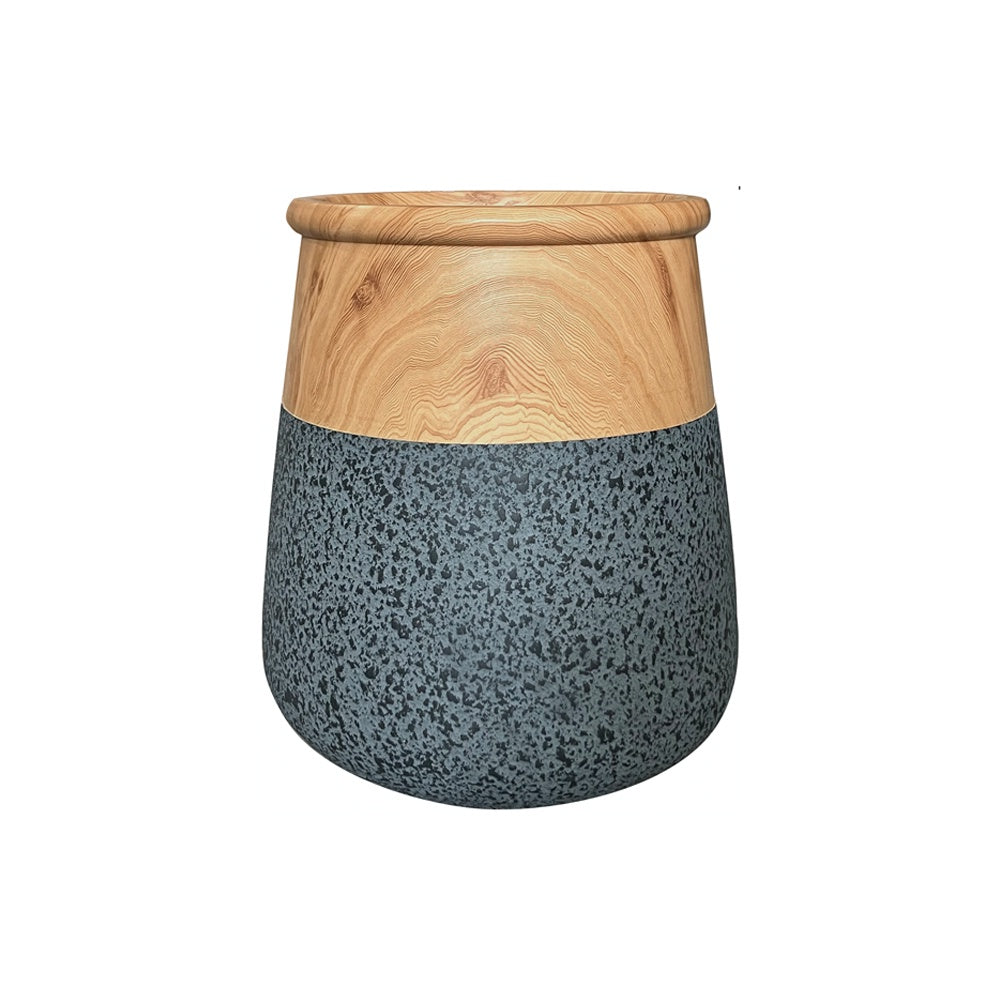 Dark Grey & Wood Finish Fiberglass Planter - Small JY03141-S-G - On Sale