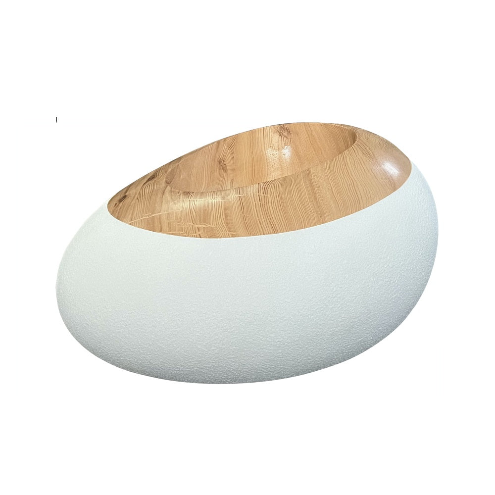White & Wood Finish Fiberglass Planter JY03163-A-W - On Sale