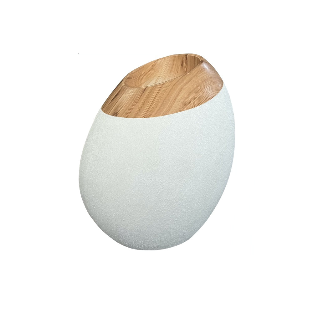 White & Wood Finish Fiberglass Planter JY03163-B-W - On Sale