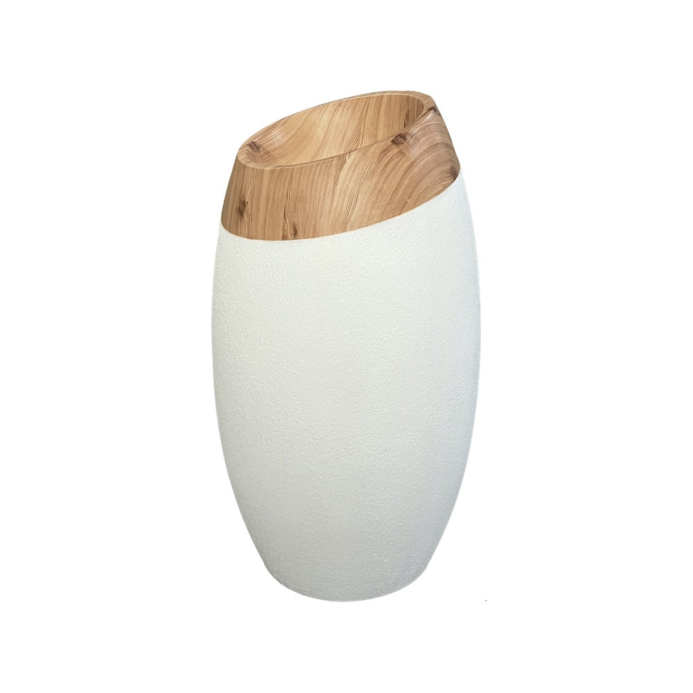 White & Wood Finish Fiberglass Planter JY03163-C-W - On Sale