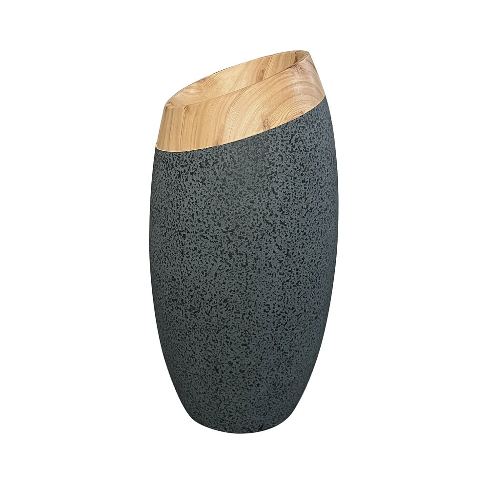 Dark Grey & Wood Finish Fiberglass Planter JY03163-D-G - On Sale