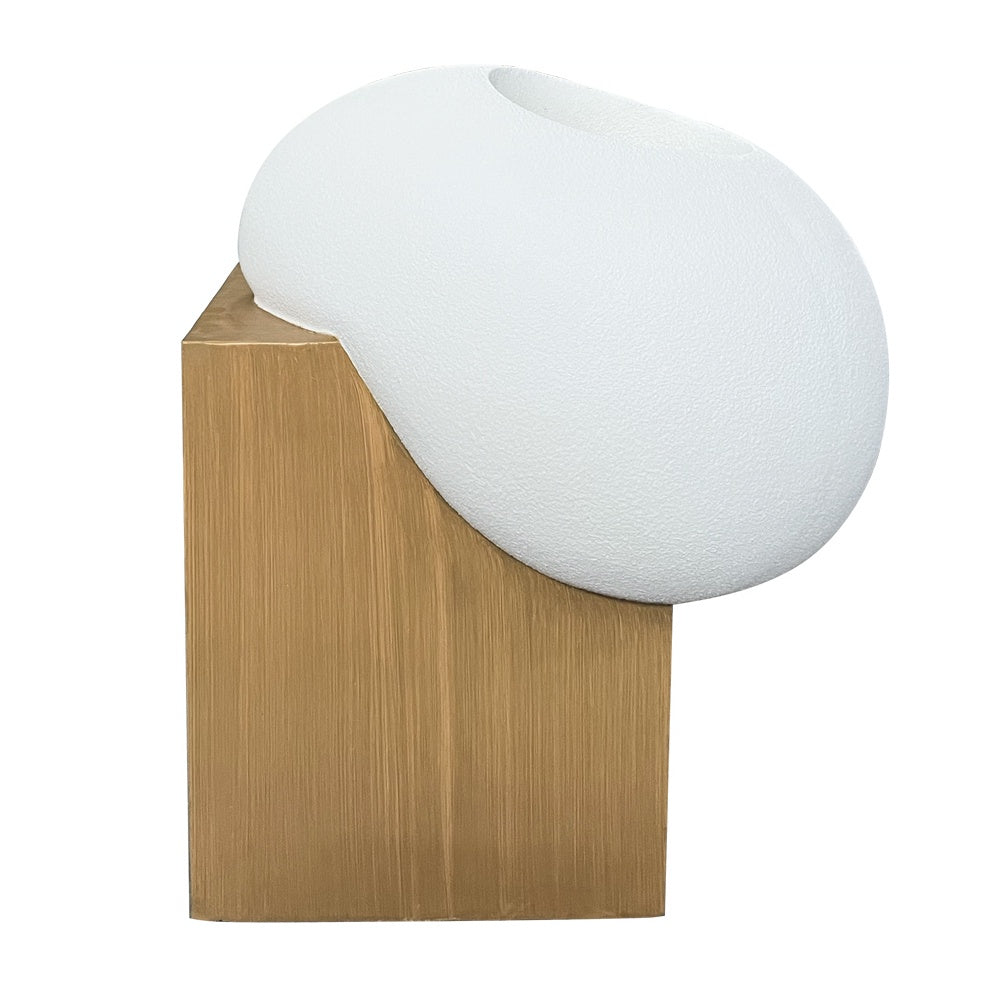 White Fiberglass Planter with Faux Wood Effect Base - Large JY03182A-L-WD - On Sale