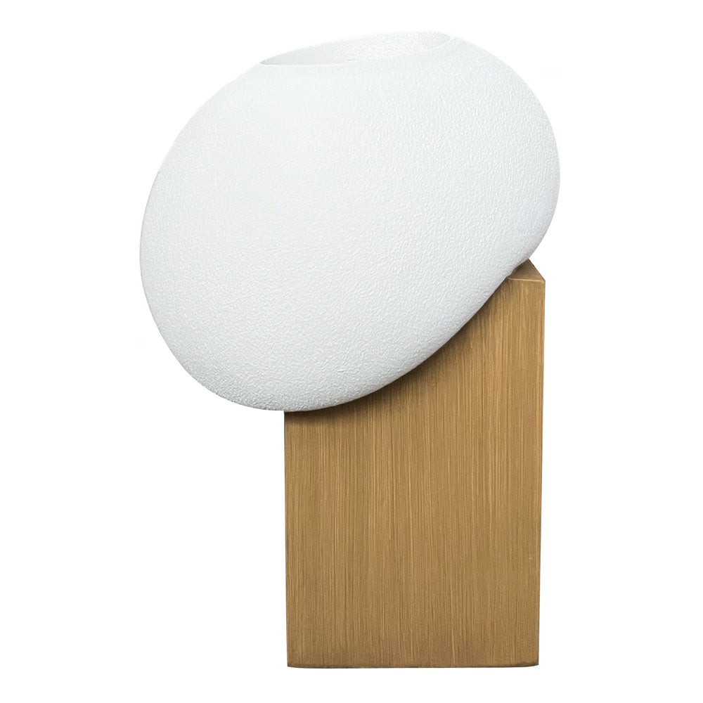 White Fiberglass Planter with Faux Wood Effect Base - Medium JY03182A-M-WD - On Sale