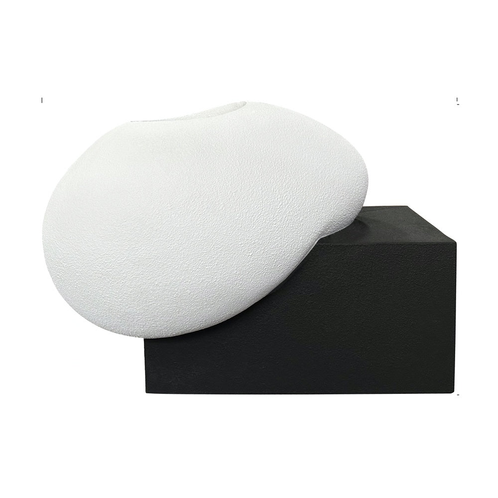 White Fiberglass Planter with Black Base - Large JY03182B-L-BL - On Sale