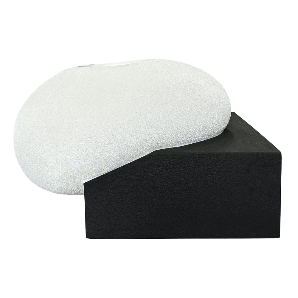 White Fiberglass Planter with Black Base - Medium JY03182B-M-BL - On Sale
